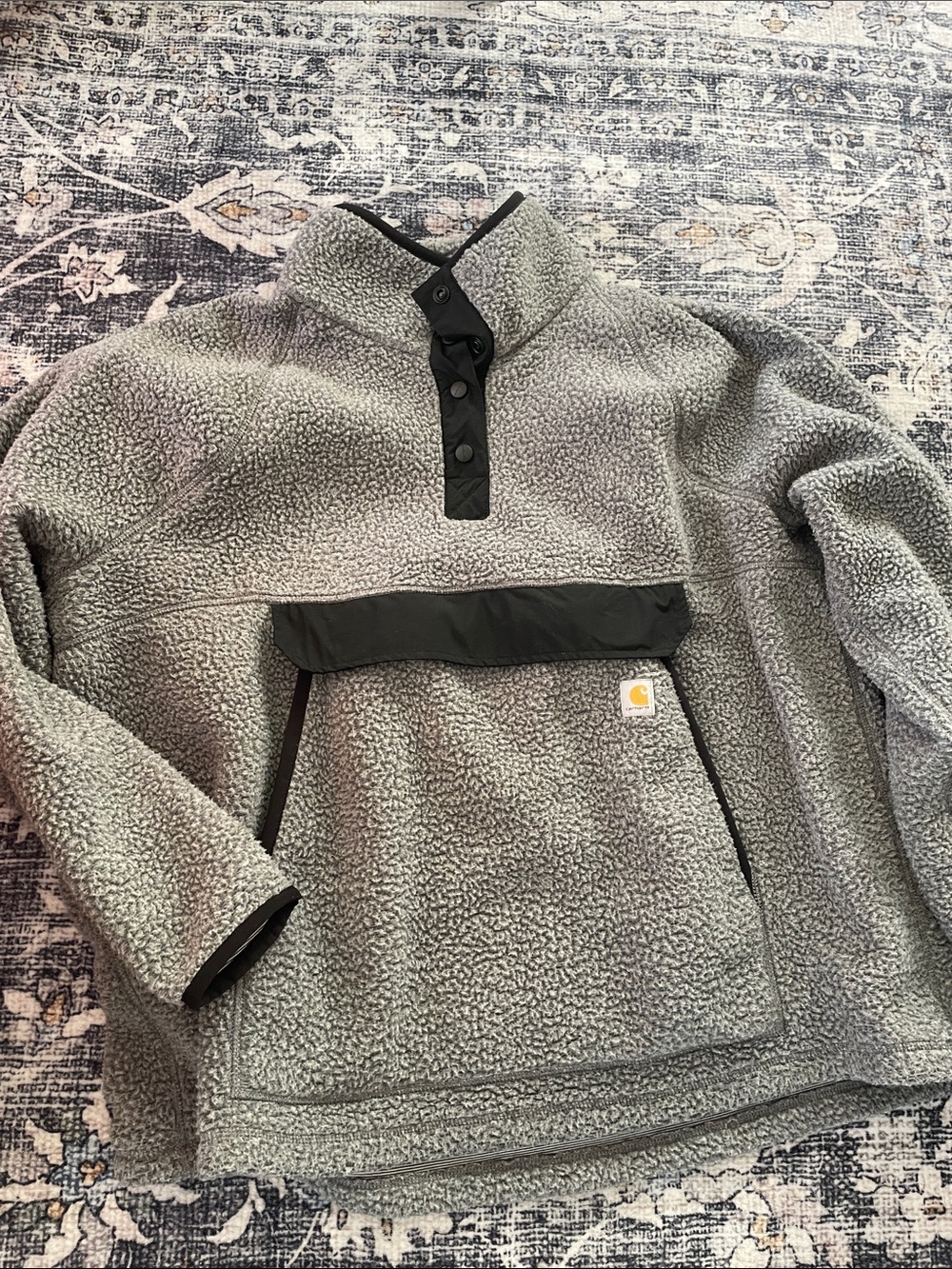 Women’s Carhartt Gray Sherpa Half-Snap Pullover with Black Trim